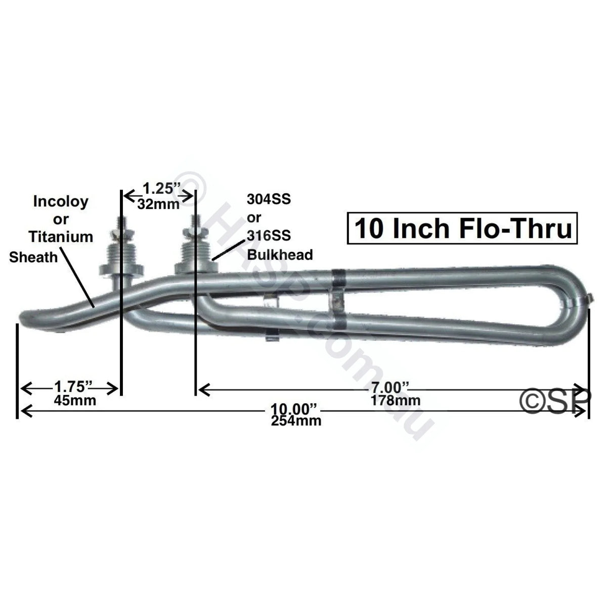 1.3kW Universal 10" Spa Heater Element - Gecko Hydroquip HotSpring - Heater and Spa Parts