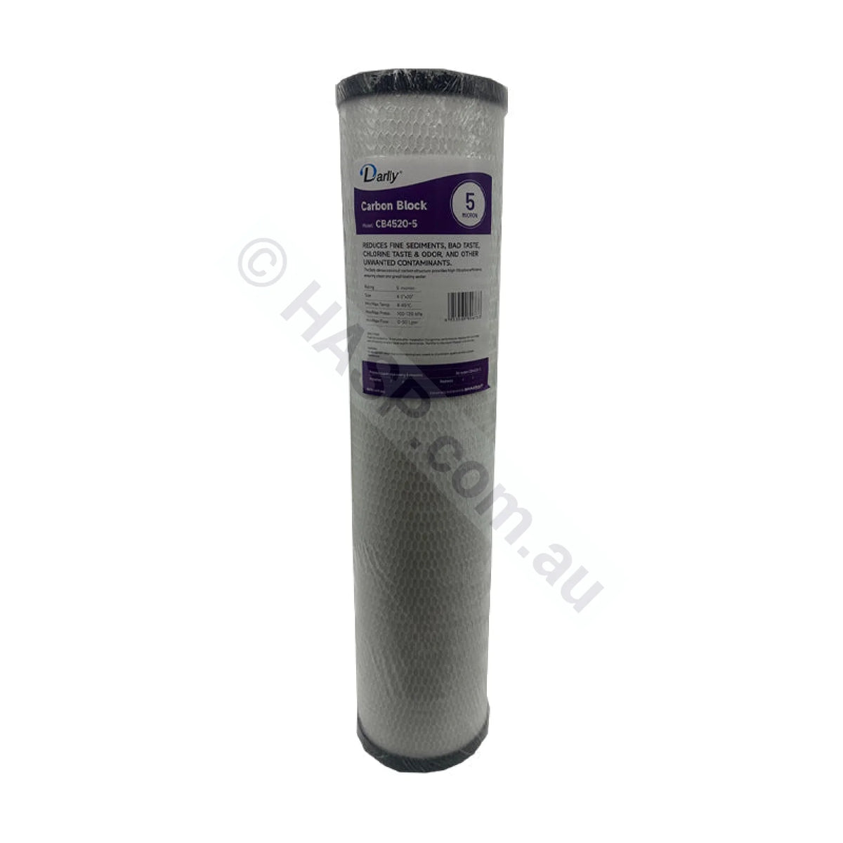 Carbon Block water filter cartridge, 5 micron, 4.5" x 20" Big Blue (FC-CB4520-5)