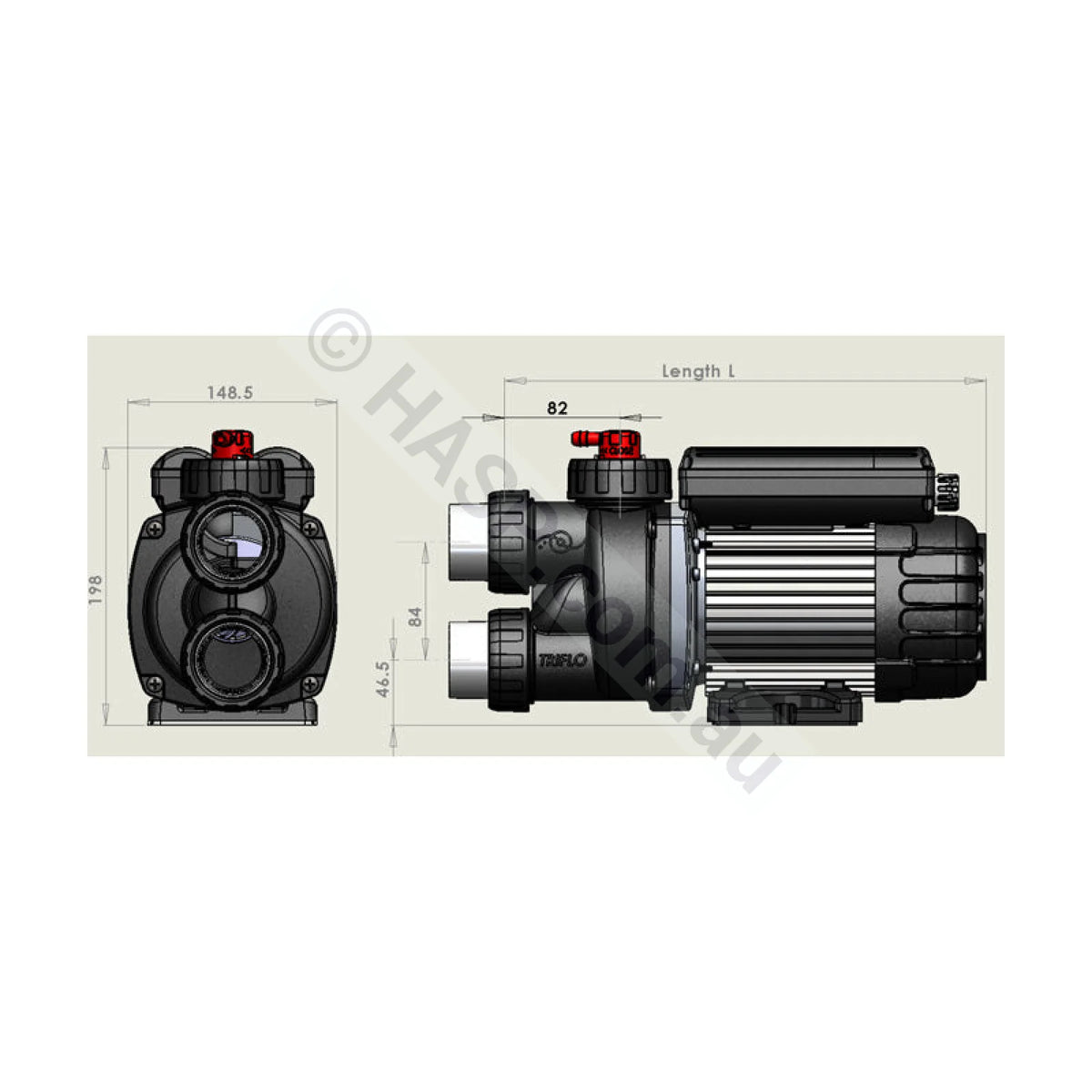Spa-Craft Edgetec / Decina Triflo 1.0HP Auto-Heat w/ Air Switch - Spa Bath Pump - Pool & Spa