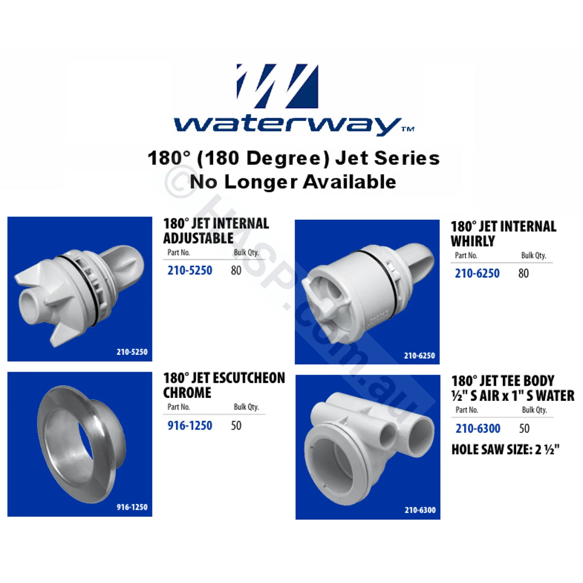 Waterway 180° Bath Jet & Escutcheon (180 Degree) - 85mm / 87mm - Obsolete