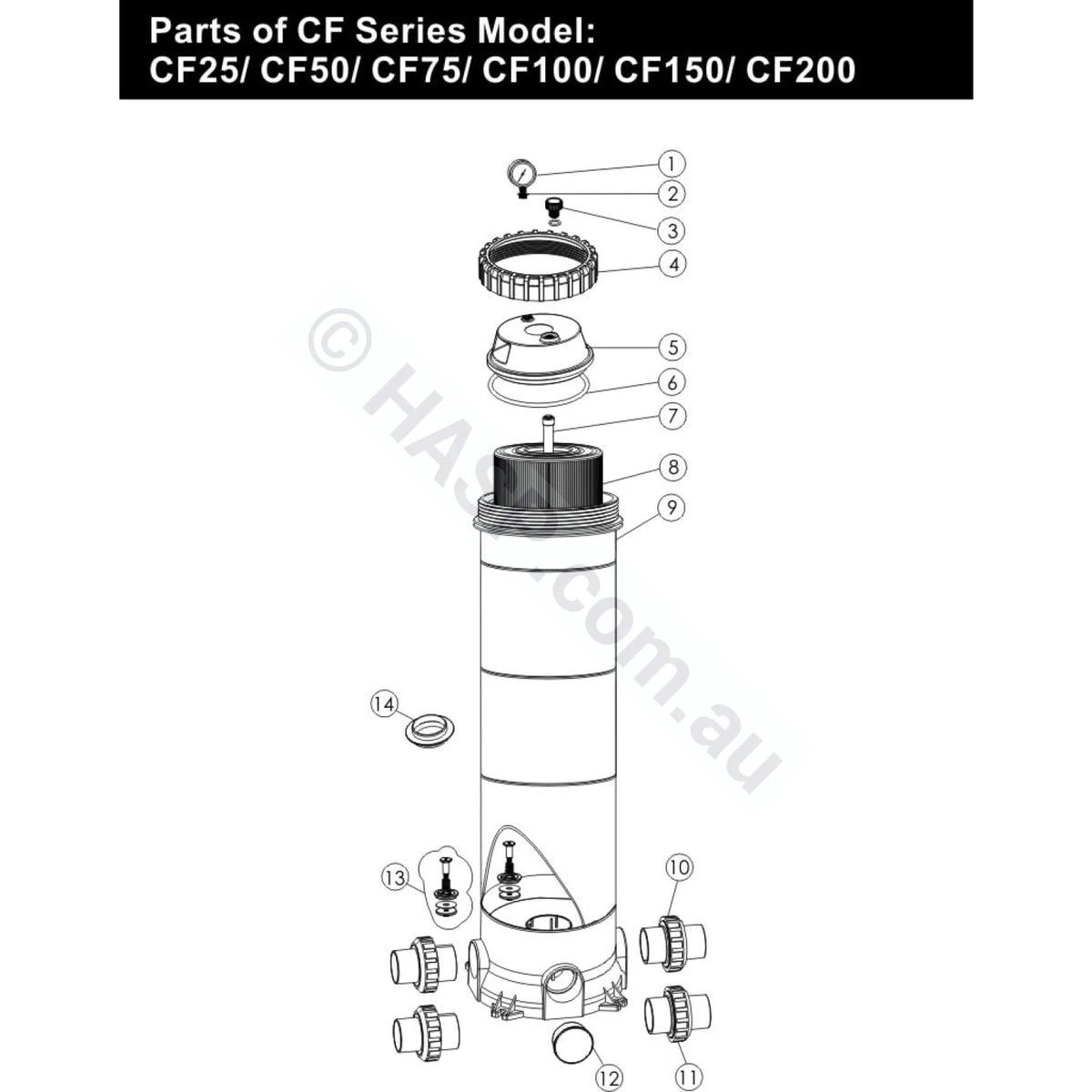 Zodiac / Emaux / Superpool CF75 CF100 CF150 Filter Air Release Valve - Air Bleed Bleeder