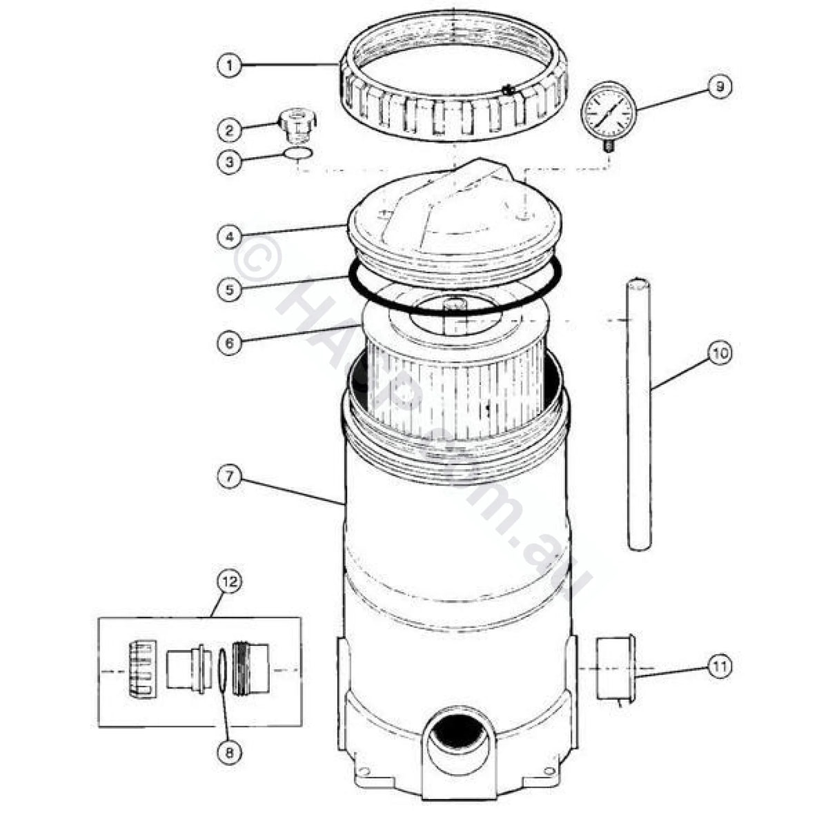 Davey CF / Monarch EcoPure Filter Lid Top - Heater and Spa Parts
