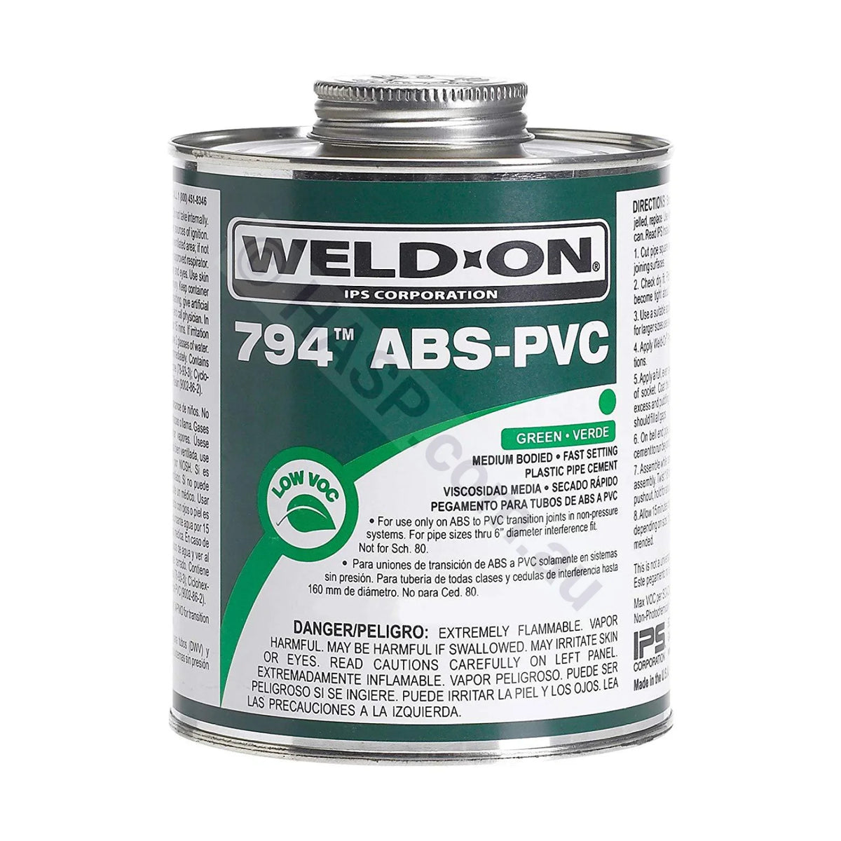 IPS Weldon 10275 Green 794 Medium-Bodied Transition ABS to PVC Plumbing Cement - Heater and Spa Parts