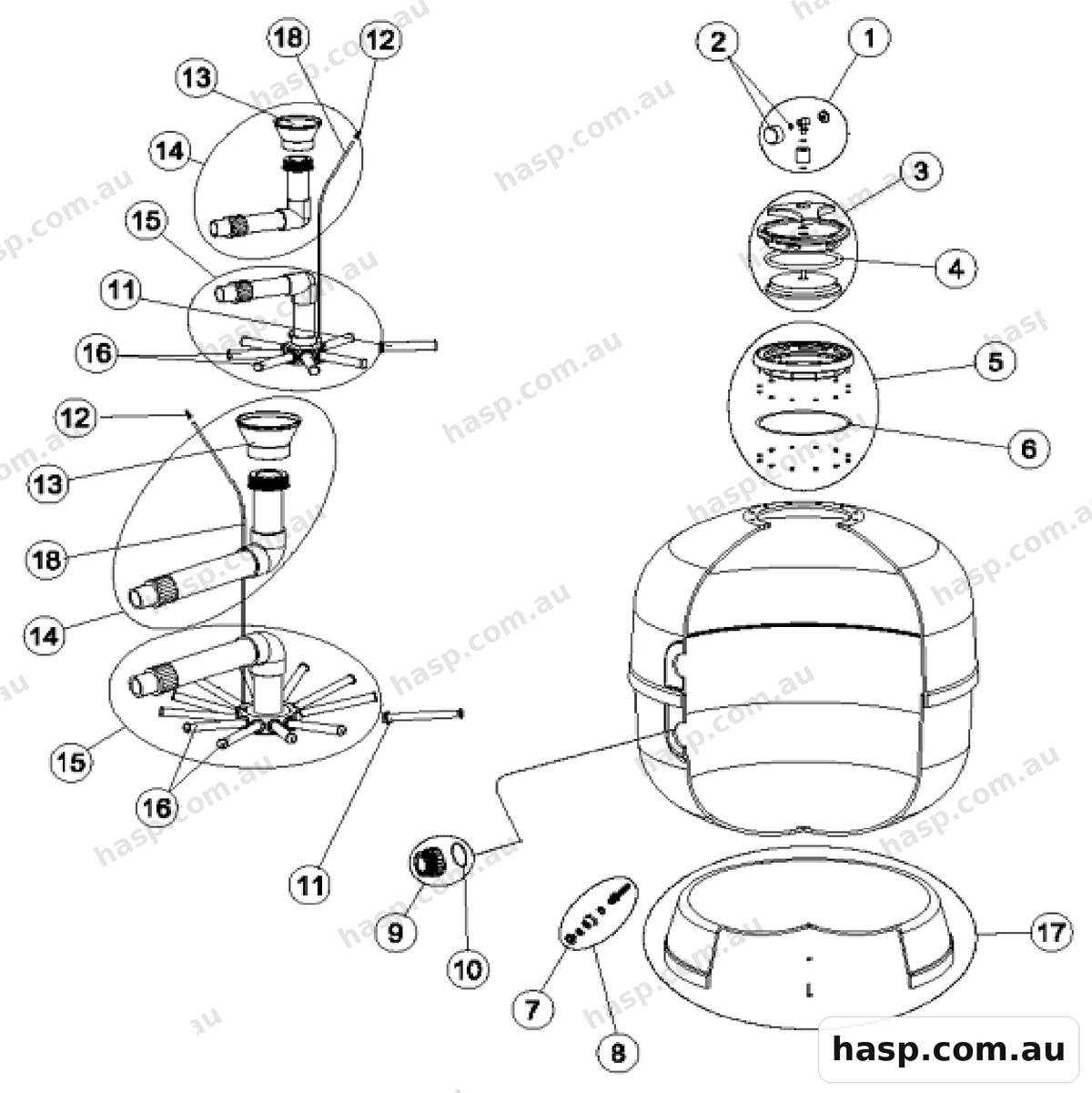 AstralPool ASTER MEDIA FILTER Spare Parts