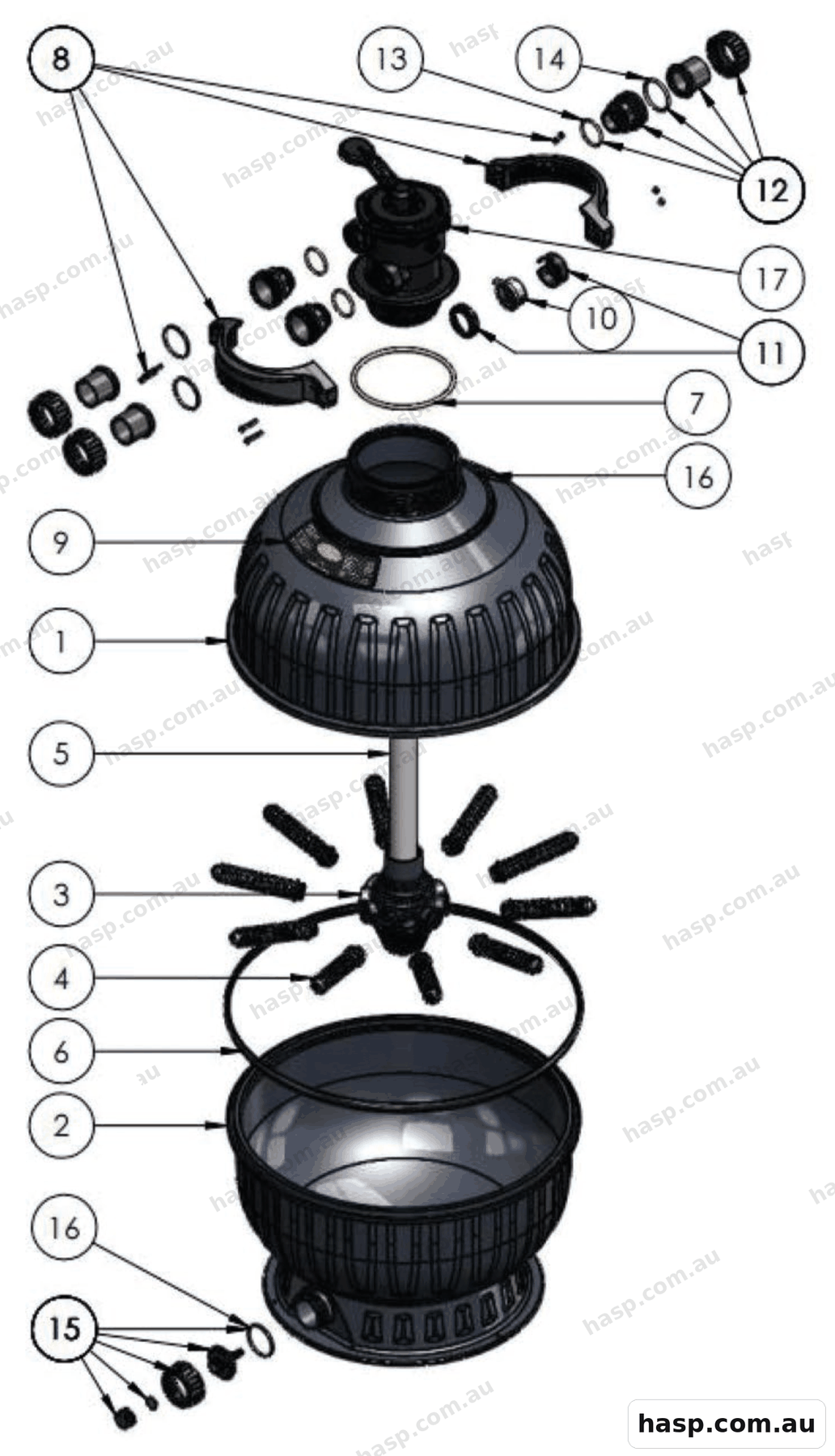 AstralPool CA & ECA MEDIA FILTER Spare Parts