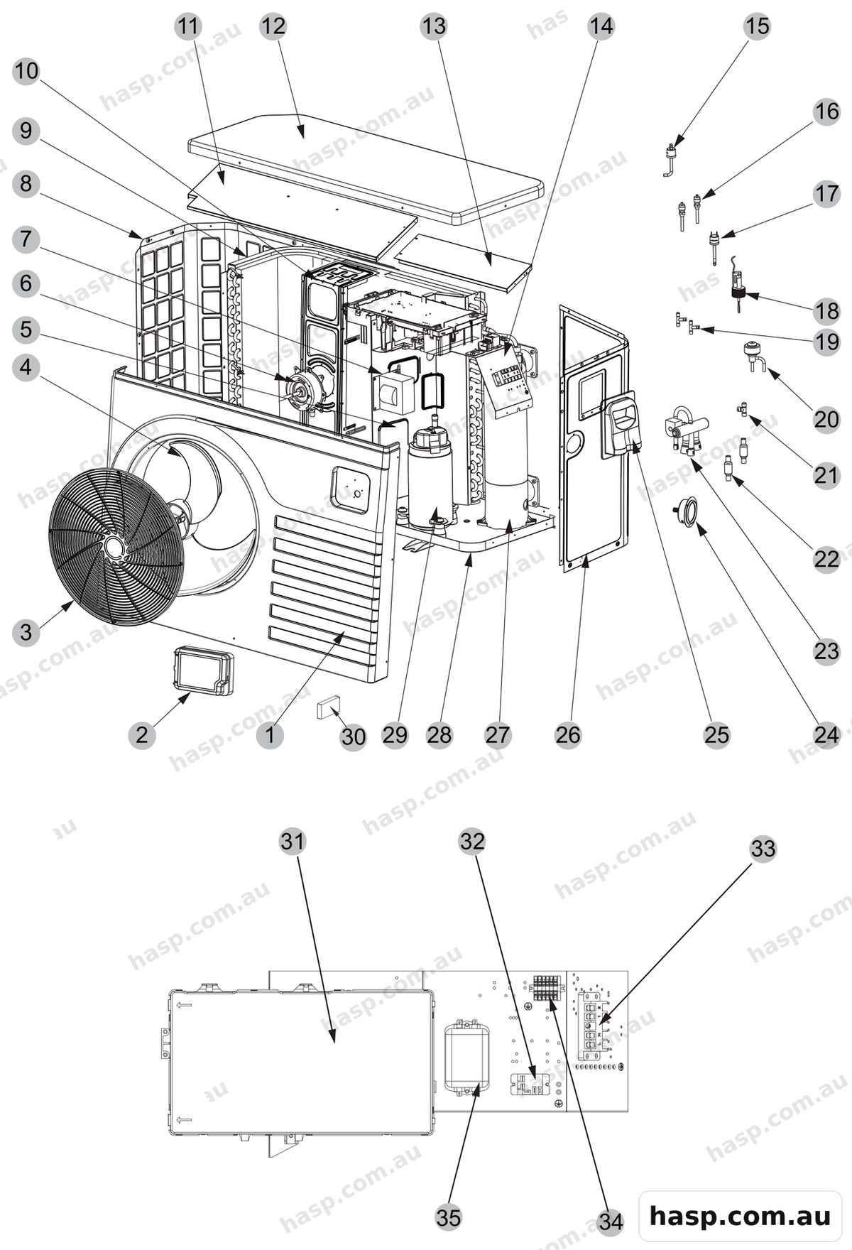 AstralPool ECO INVERTER 18KW INVERTER HEAT PUMP Spare Parts