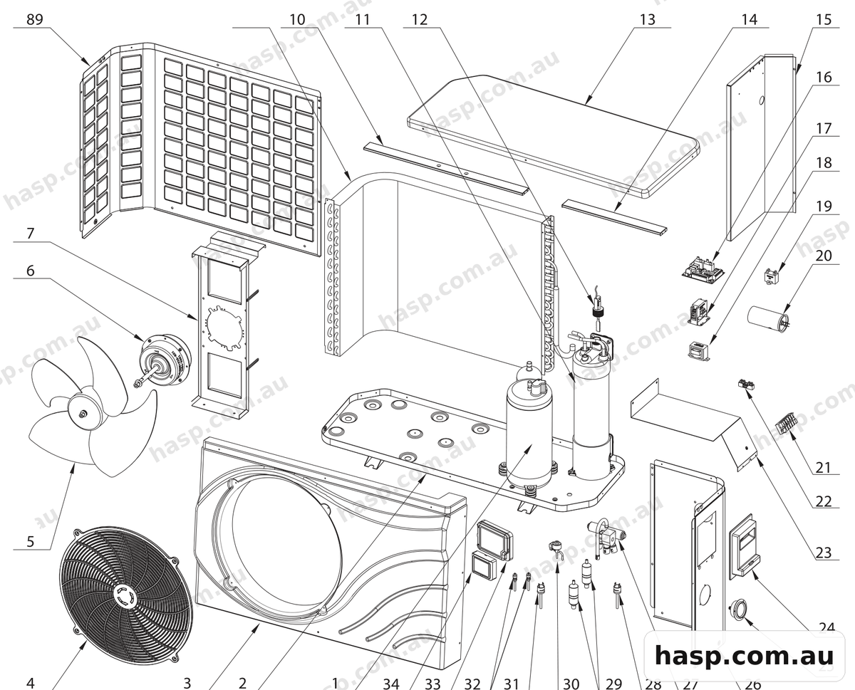 AstralPool HP126 STANDARD HEAT PUMP Spare Parts