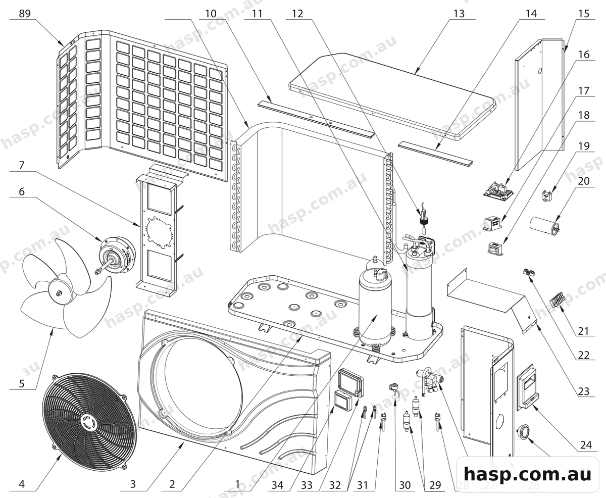 AstralPool HP88 STANDARD HEAT PUMP Spare Parts