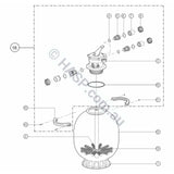 Astralpool Hurlcon RX sand filter multiport valve parts diagram, item 14 V clamp bolt