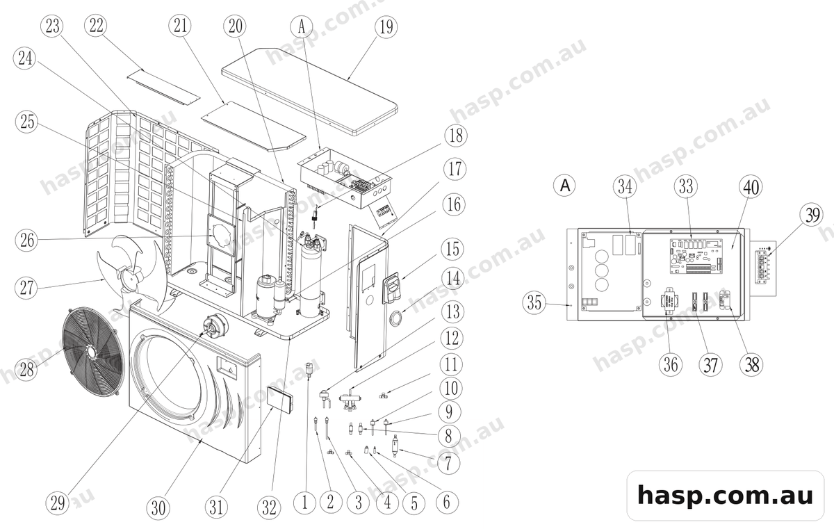 AstralPool IHP120 INVERTER SIDE DISCHARGE HEAT PUMP Spare Parts