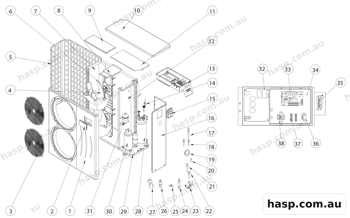 AstralPool IHP242 INVERTER SIDE DISCHARGE HEAT PUMP Spare Parts