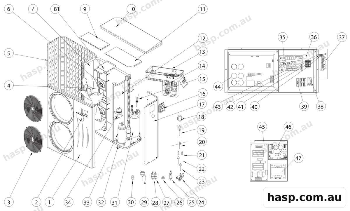 AstralPool IHP283 INVERTER SIDE DISCHARGE HEAT PUMP Spare Parts