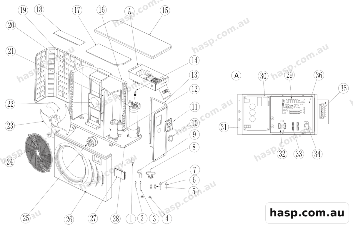 AstralPool IHP90 INVERTER SIDE DISCHARGE HEAT PUMP Spare Parts