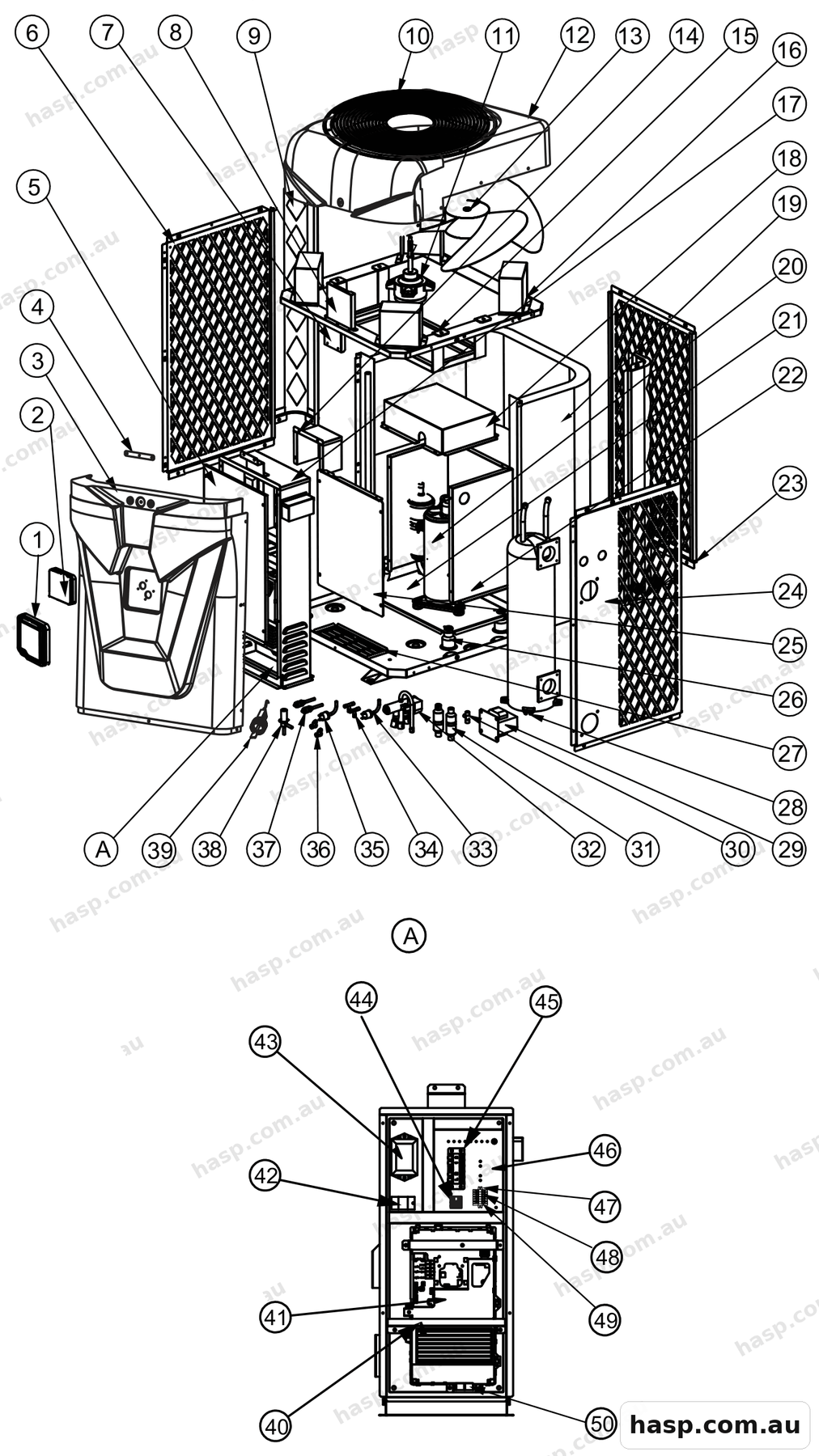 AstralPool IHPT127-13KW TOP DISCHARGE INV R32 Spare Parts