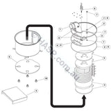 Astralpool IXI / Zodiac JXi combustion chamber exploded diagram, item 11 200 Heat Exchanger Assembly R0589402