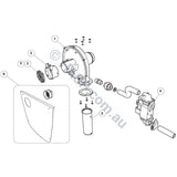 Astralpool IXI / Zodiac JXi burner assembly (fan and gas valve) exploded diagram, item 5 370 Burner Kit R0591705