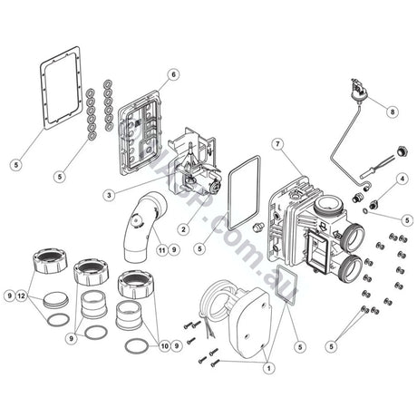 Astralpool IXI / Zodiac JXi water system exploded diagram, item 6 370 Manifold Backplate Kit R0590005
