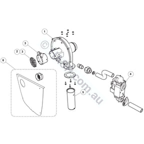 Astralpool IXI / Zodiac JXi burner assembly (fan and gas valve) exploded diagram, item 4 Gas Valve R0739300