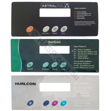 Hurlcon Astralpool MX HX JX WX Thermostat PCB Facia Label Decal Sticker - Heater and Spa Parts