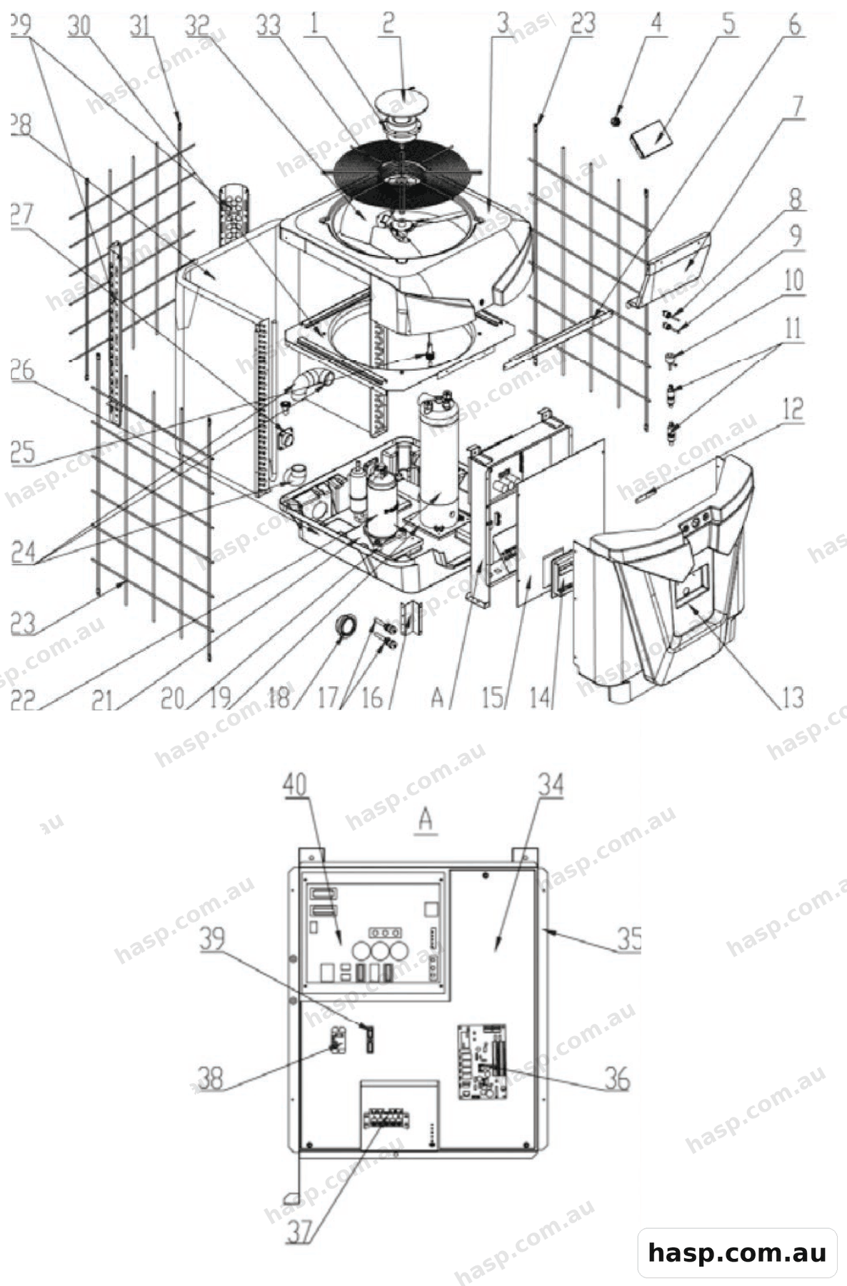 AstralPool TOP DISCHARGE 13KW INVERTER HEAT PUMP Spare Parts