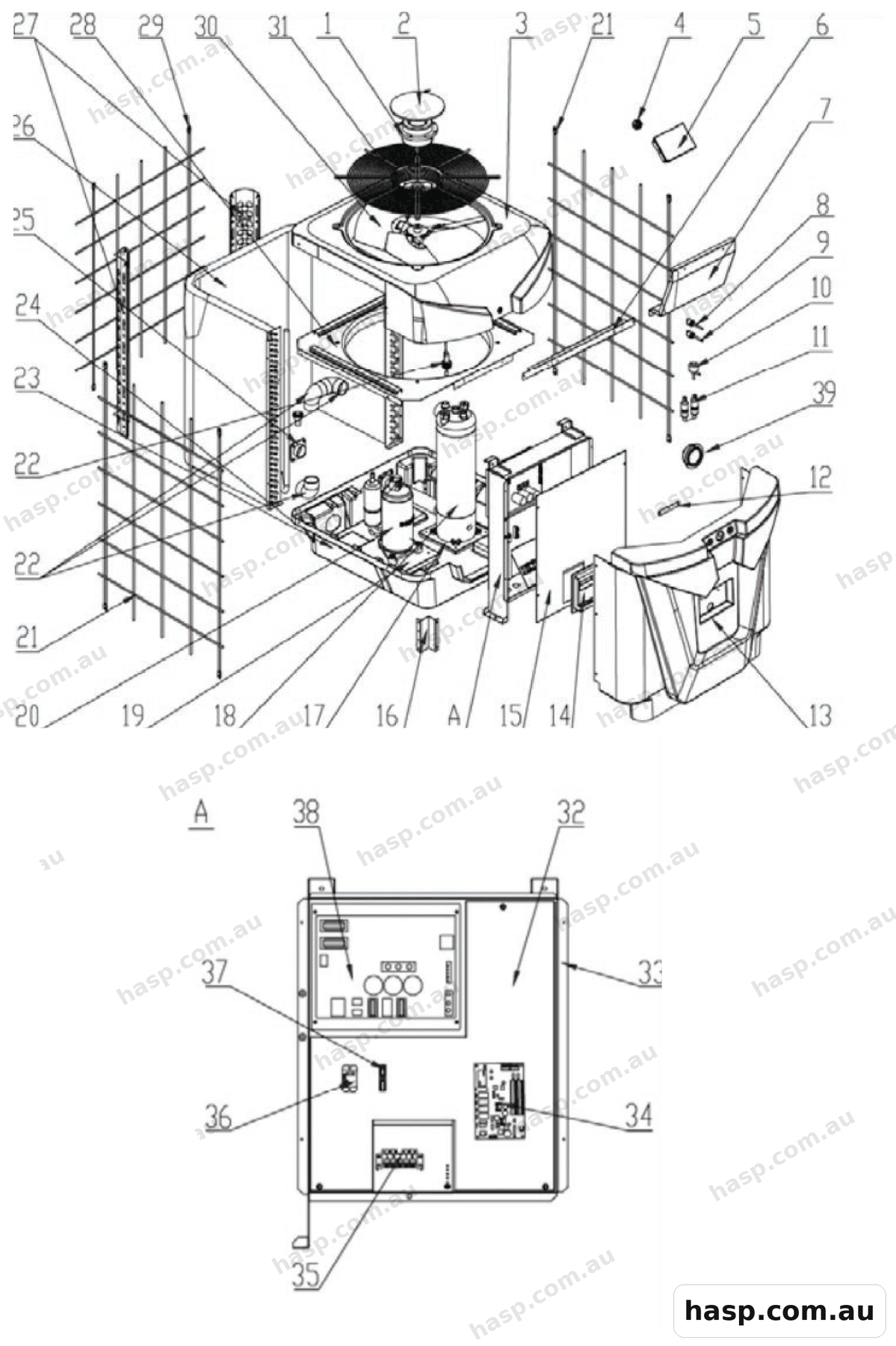 AstralPool TOP DISCHARGE 17KW INVERTER HEAT PUMP Spare Parts