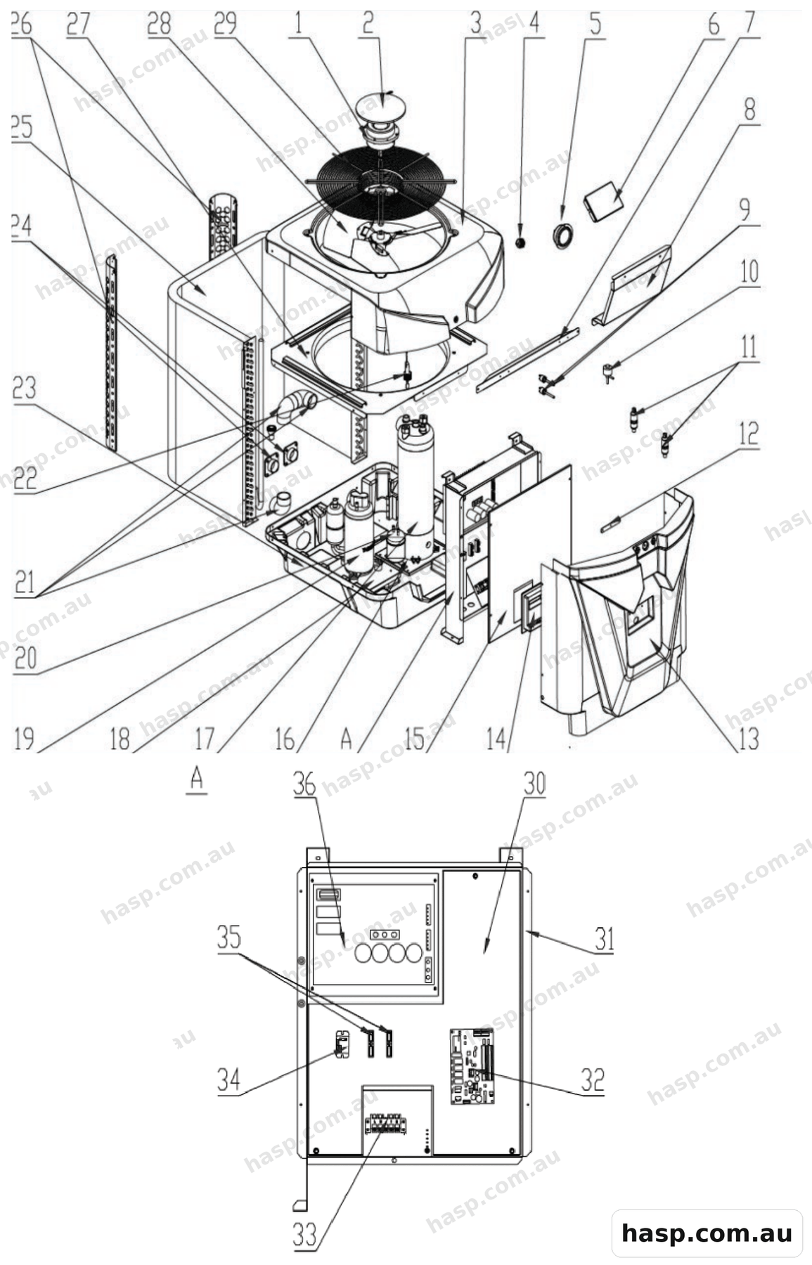 AstralPool TOP DISCHARGE 24KW INVERTER HEAT PUMP Spare Parts