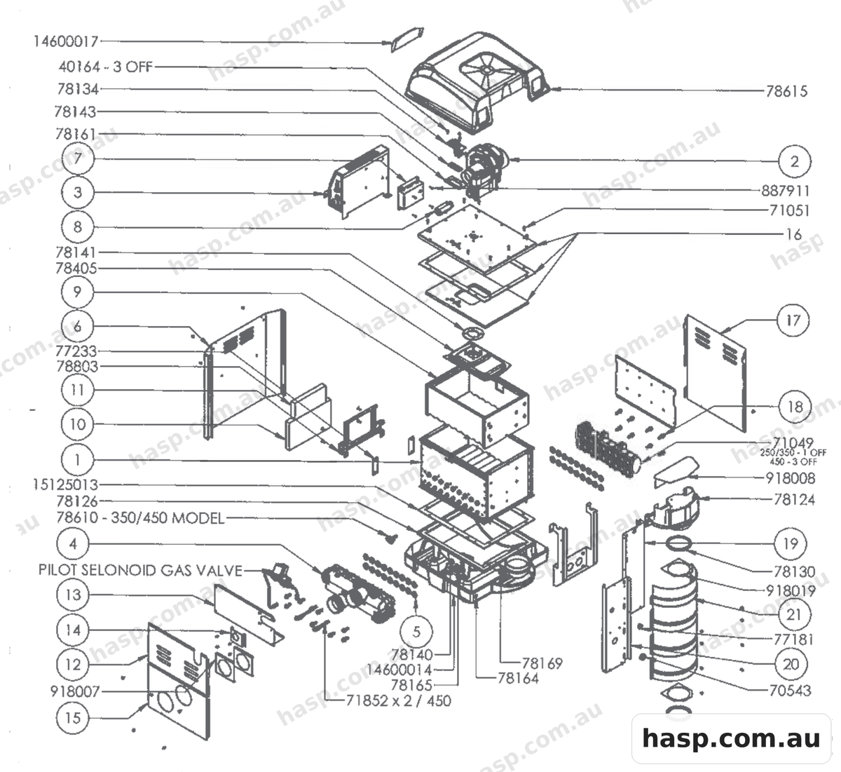 AstralPool VIRON EVO GAS HEATER - 2008 - NOV 2011 Spare Parts
