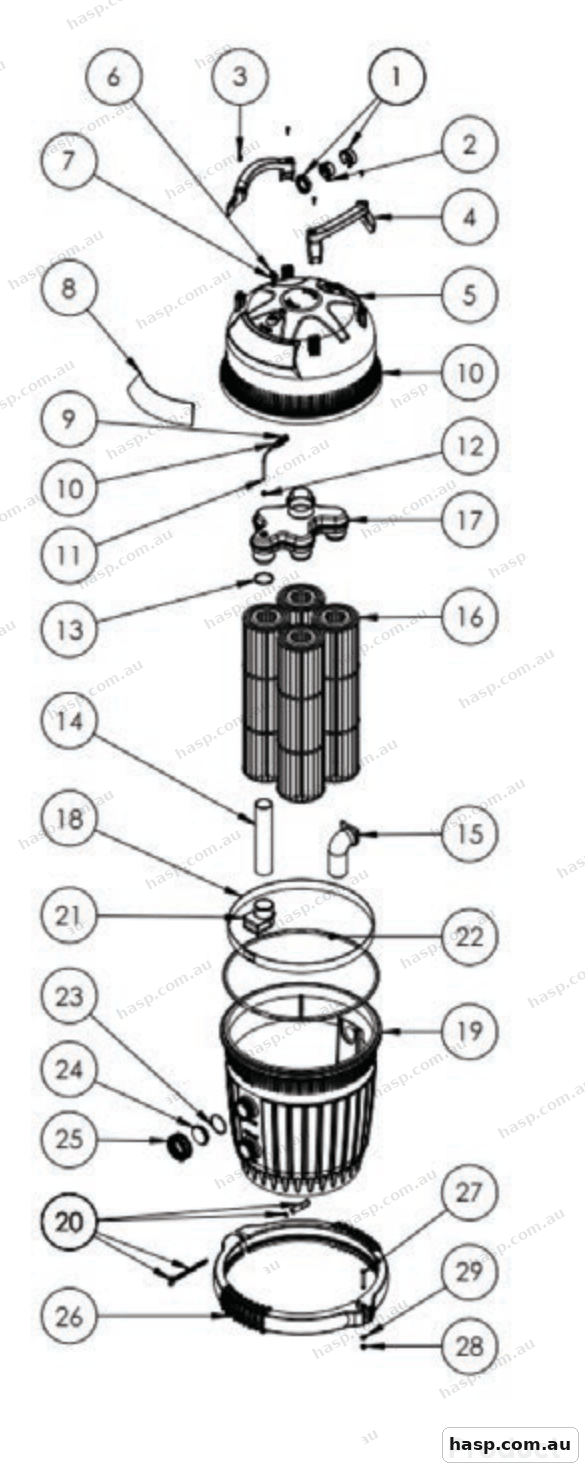 AstralPool VIRON QL420 & QL 540 CARTRIDGE FILTER Spare Parts