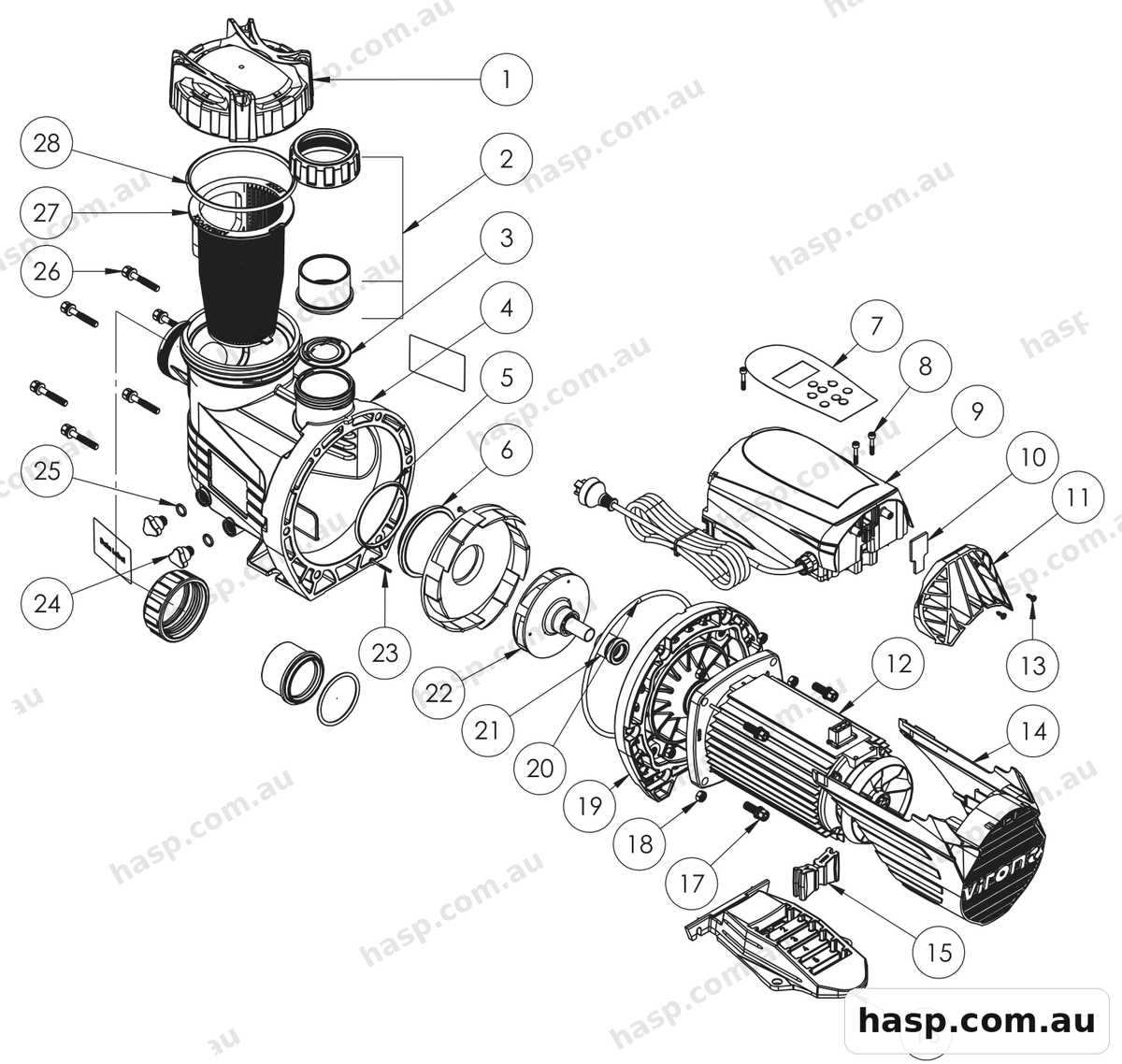AstralPool VIRON XT MKII P320C & P520C Spare Parts