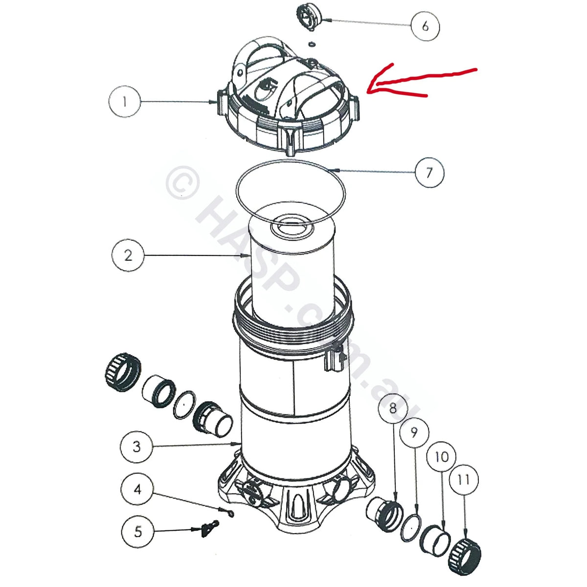 Astralpool ZX filter locking ring detail - replaces superseded parts 7820502 and 7820102