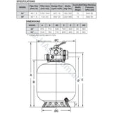 Madimack EliteClear Media / Sand Filter dimensions