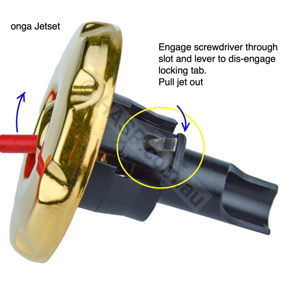 Onga Jetset and Jetstream Spa bath Jets - 69mm - Gold - OBSOLETE - Heater and Spa Parts