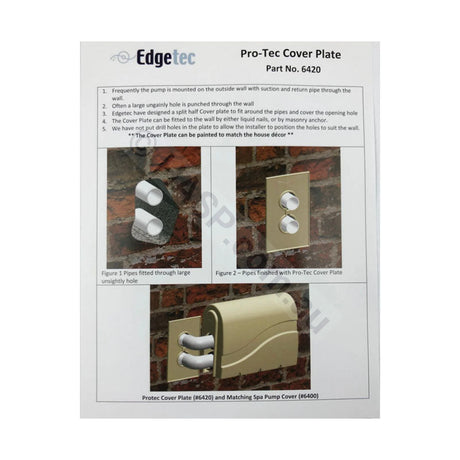 Spa Bath Pipe Cover Plate - Protec by Edgetec - Suits Edgetec Balboa Onga Davey