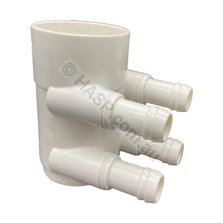 Spa Jet Manifold - 50mm pipe to 3/4’’/19mm Jet Hose - 4 Port with End Cap - Plumbing & Fittings