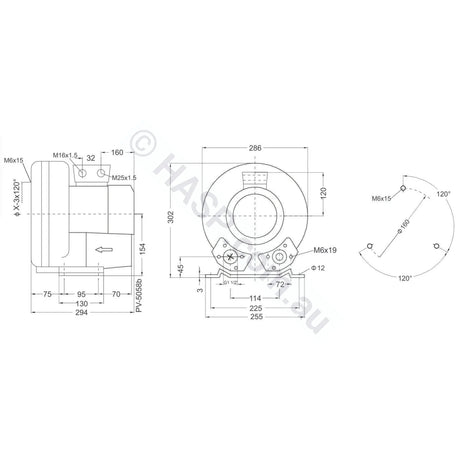 Spatex Commercial 1-Stage Side Channel Air Blower 1.3kW Kit - SXHB-410A-1D1 - Single Phase blower
