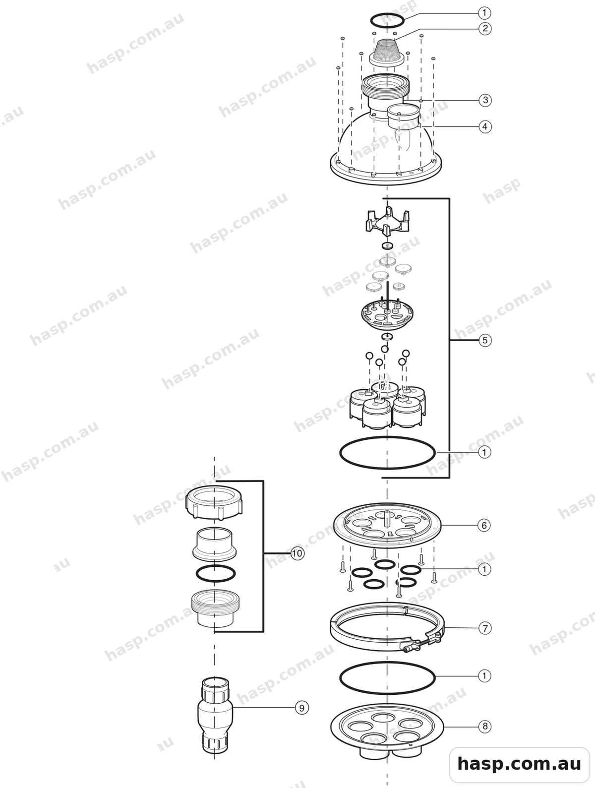 Zodiac CARETAKER 5 PORT VALVE Spare Parts