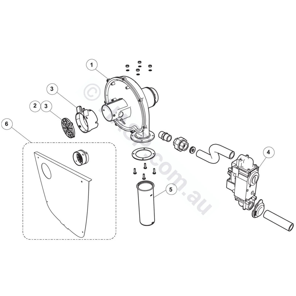 Combustion Fan & Gas Valve Parts - Zodiac Jxi Heater