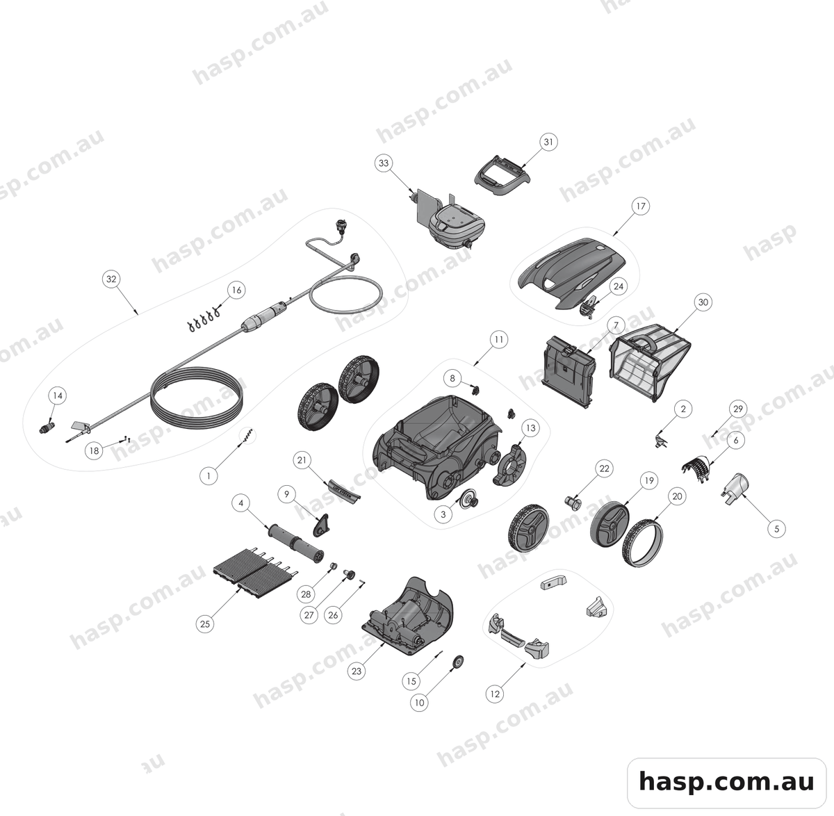 Zodiac VX42 4WD + SWIVEL Spare Parts